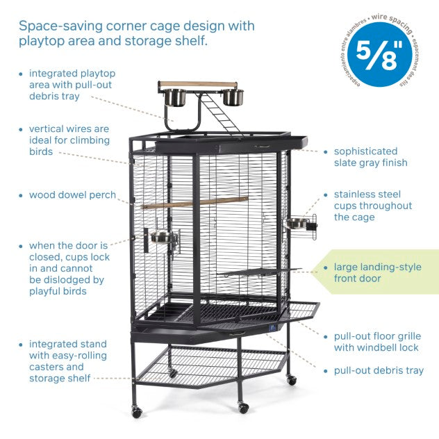 CORNER BIRD CAGE WITH PLAYTOP