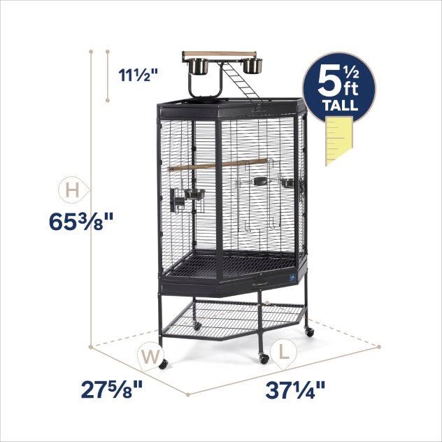 CORNER BIRD CAGE WITH PLAYTOP