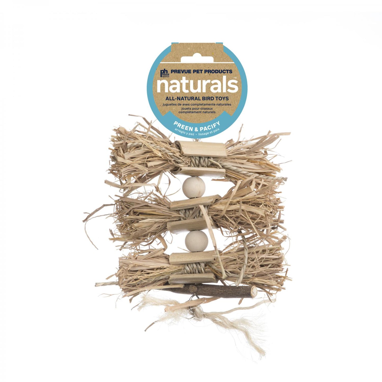 Naturals all-natural bird toy with twigs and a ball on a white background